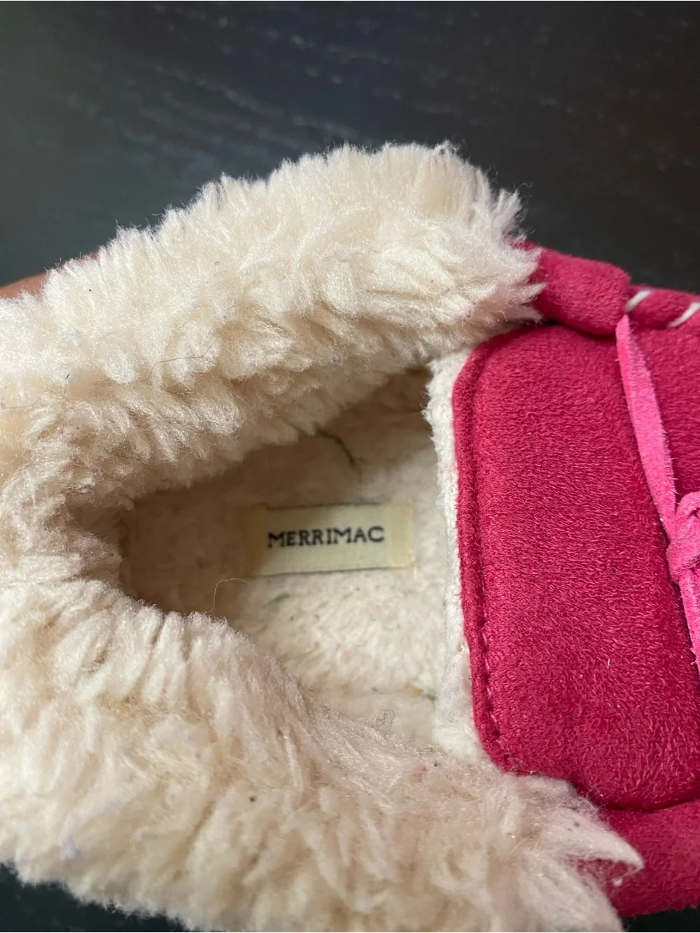 Kids Pink Faux-Fur Lined Moccasin Slippers